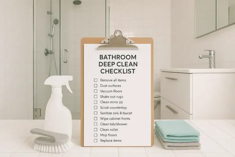 Bathroom Deep Clean Checklist: Shower, Grout, Mirrors, and Toilet