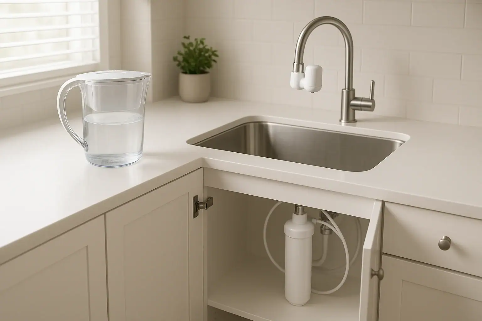 Pitcher vs Faucet vs Under-Sink Water Filter for Renters