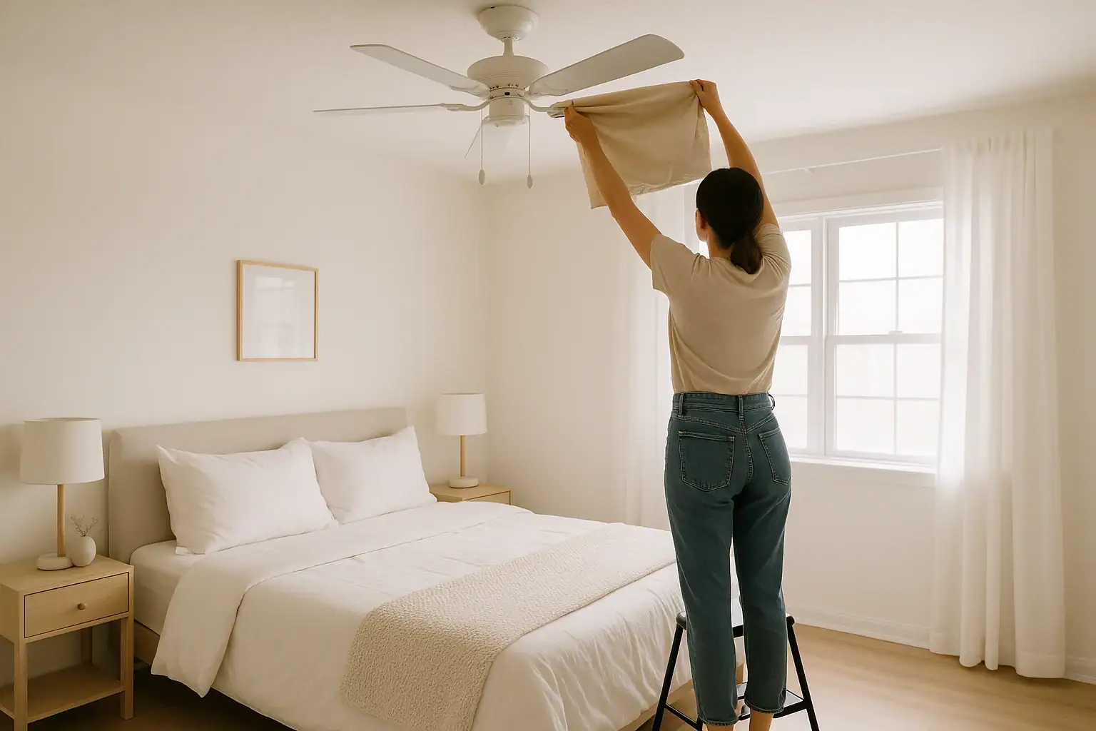 How to Clean a Ceiling Fan Without Making a Mess