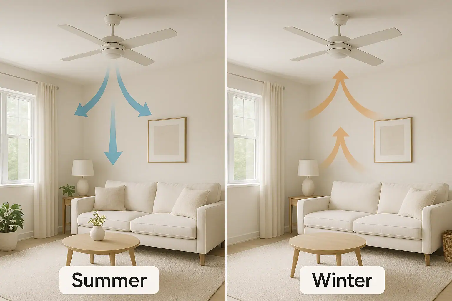 Ceiling Fan Direction in Summer vs Winter: A Simple Homeowner Guide