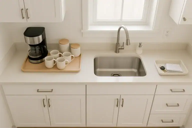 How to Tame Kitchen Countertop Clutter Zones for Coffee Prep and Drop Areas