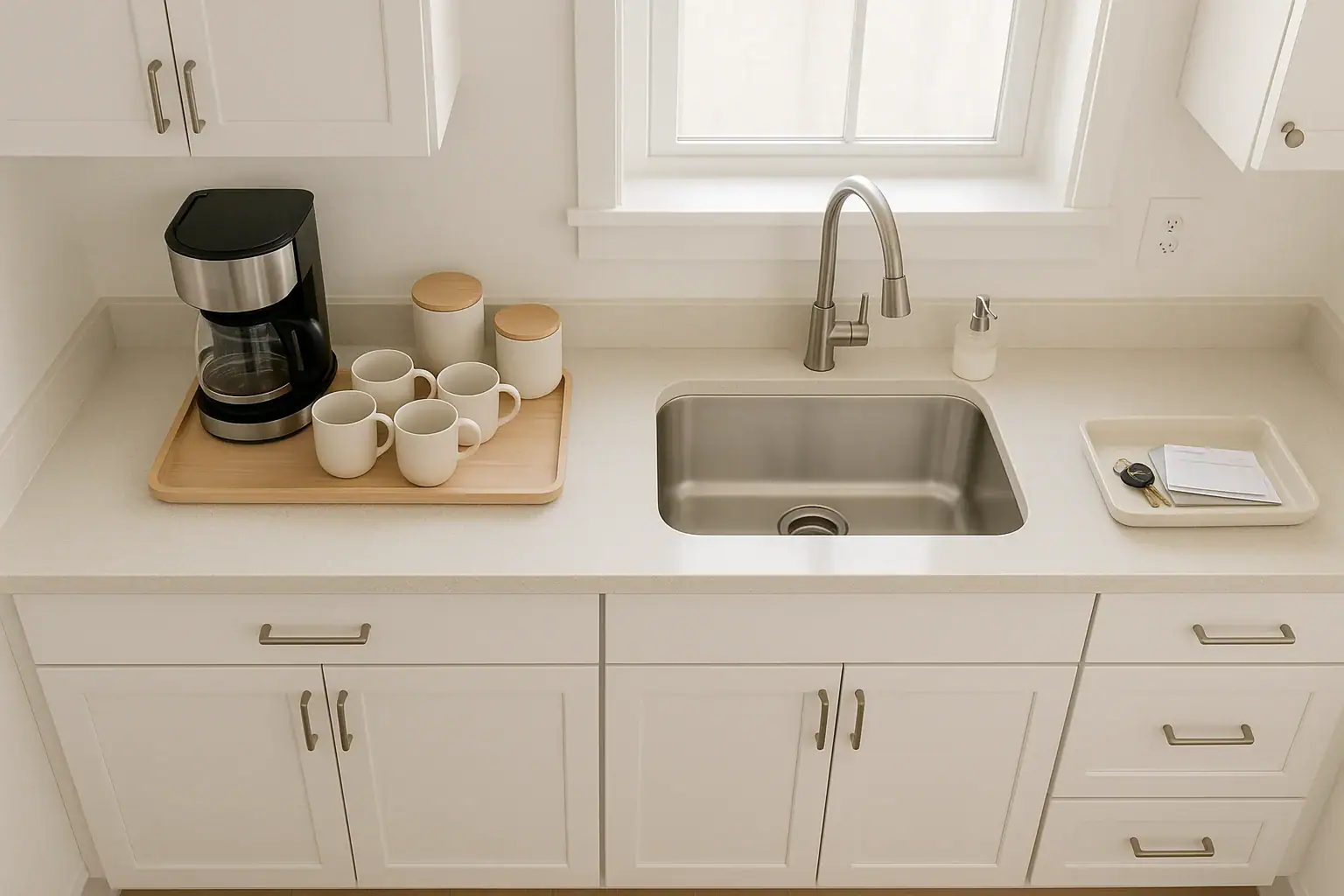 How to Tame Kitchen Countertop Clutter Zones for Coffee Prep and Drop Areas