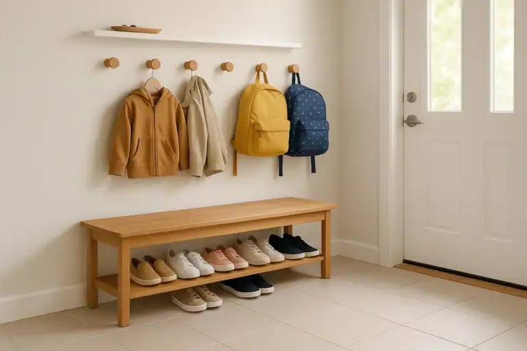 Entryway Shoe Drop Zone Organization for Busy Families