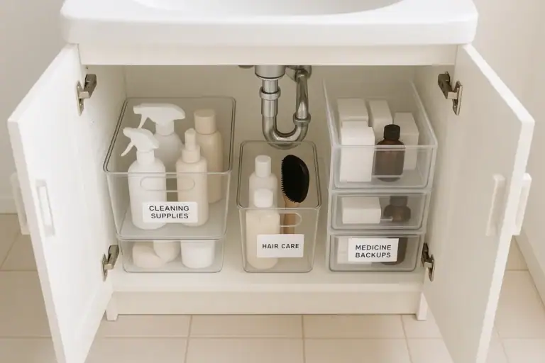 Smart Bathroom Cabinet Organization for Under-Sink Drawers and Medicine Backups